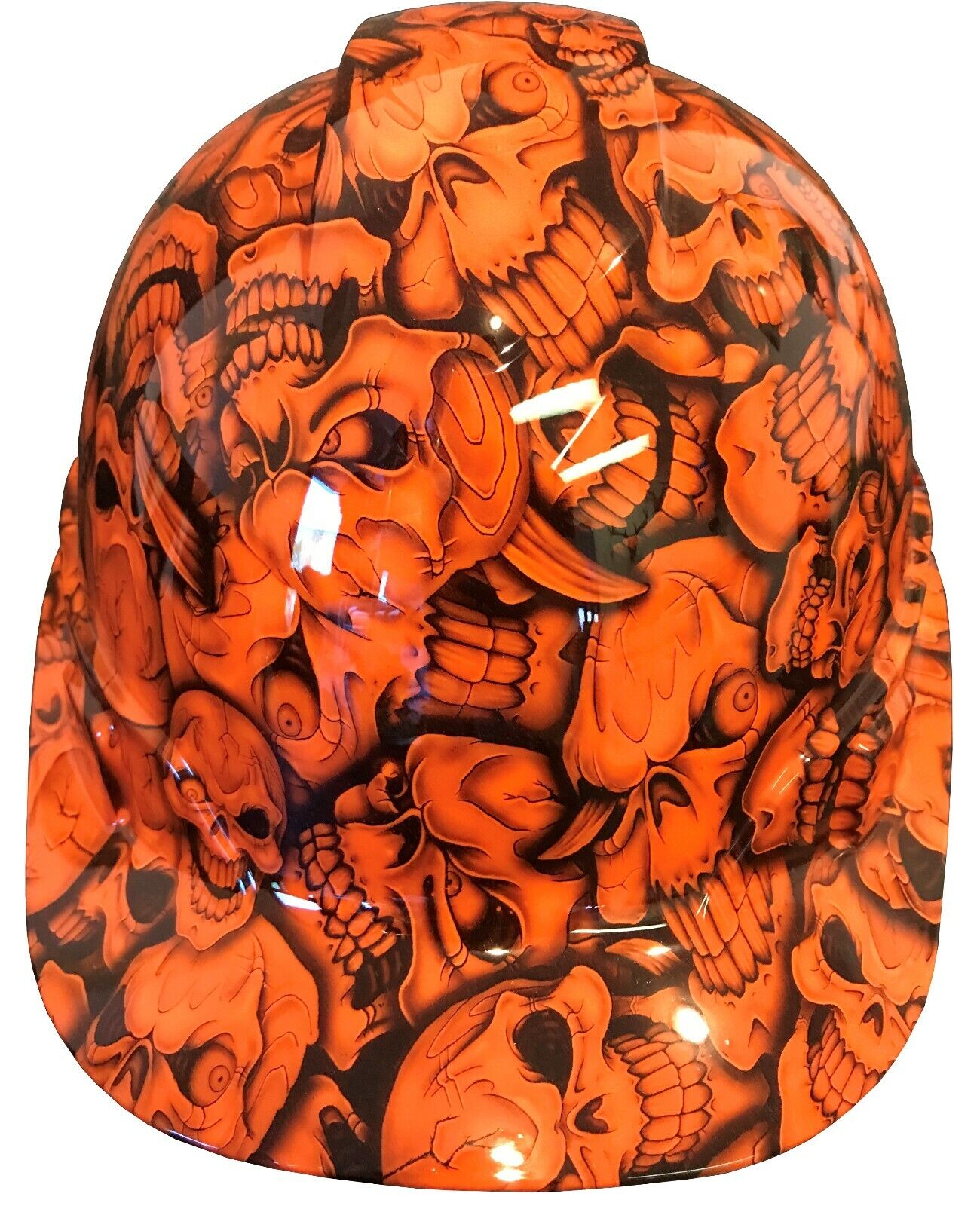 Hydro Dipped Hard Hat Ridgeline Cap Style Custom HiVis Orange Insanity Skulls