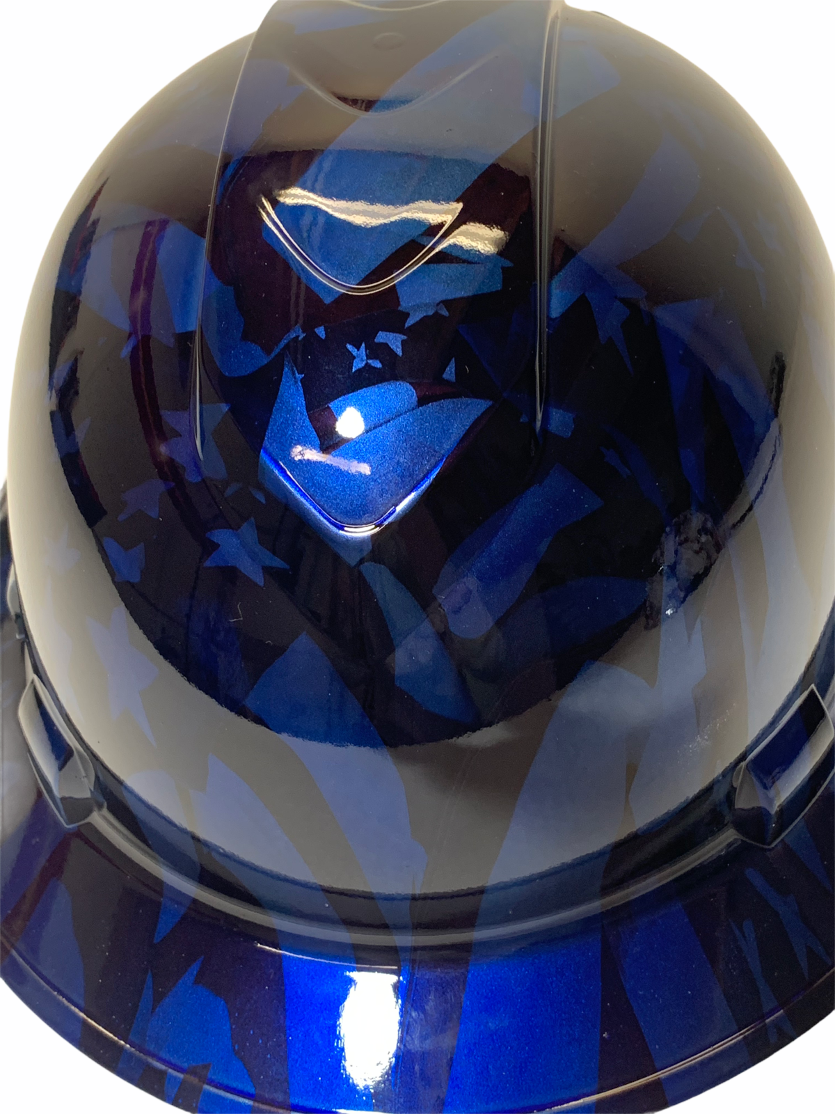 Hydro Dipped Hard Hat Ridgeline Full Brim Custom Blue Translucent American Flags