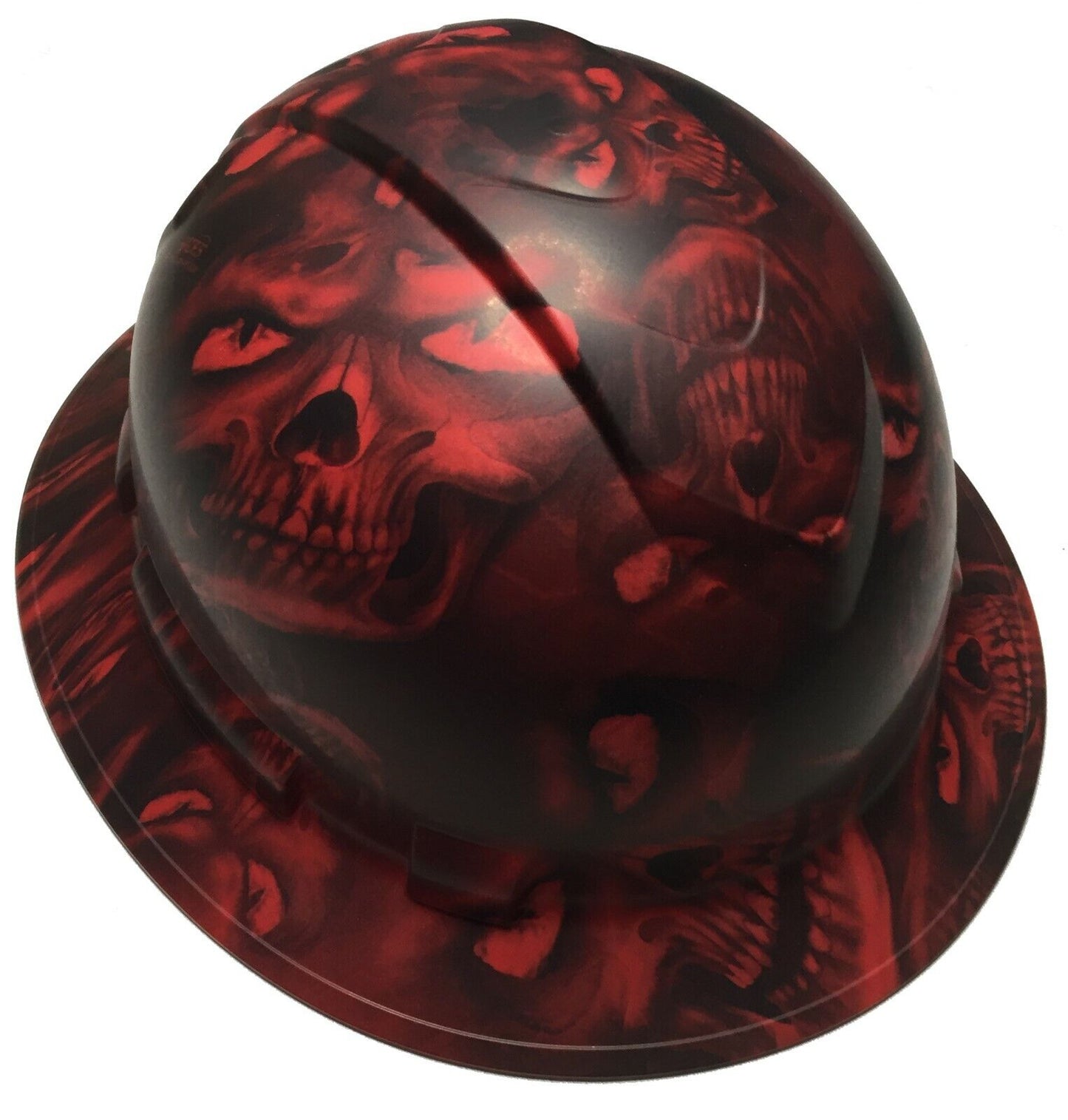 Hydro Dipped Hard Hat Ridgeline Full Brim Custom Red Hades Skulls