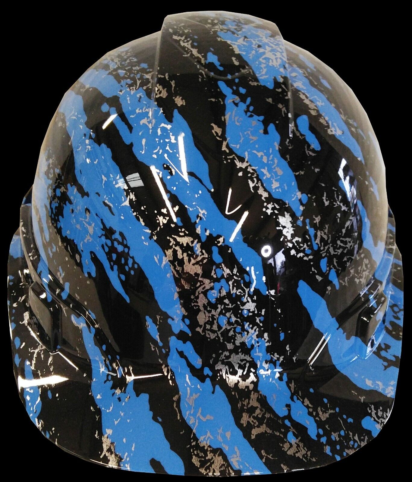 Hydro Dipped Hard Hat Ridgeline Cap Style Custom Light Blue Marble Splash