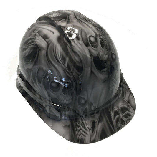 Hydro Dipped Hard Hat Ridgeline Cap Style Custom Light Gray No Evil Skulls