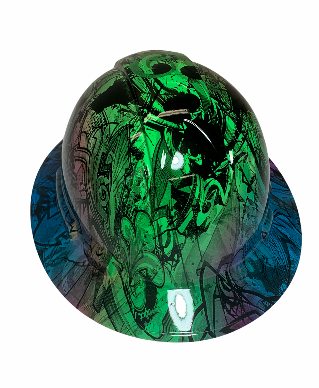 HydroDipped Hard Hat Ridgeline Full Brim Custom Blue Multi Color Double Graffiti