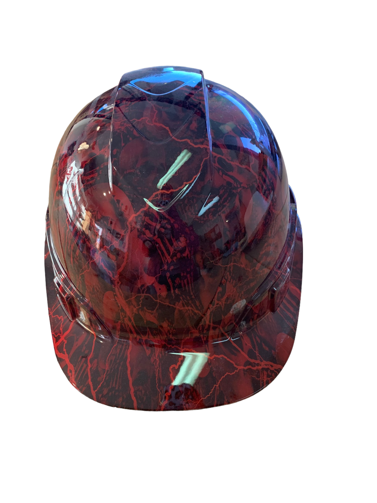 Hydro Dipped Ridgeline Hard Hat Custom Red No Evil Skeletons Kandy Red Lightning