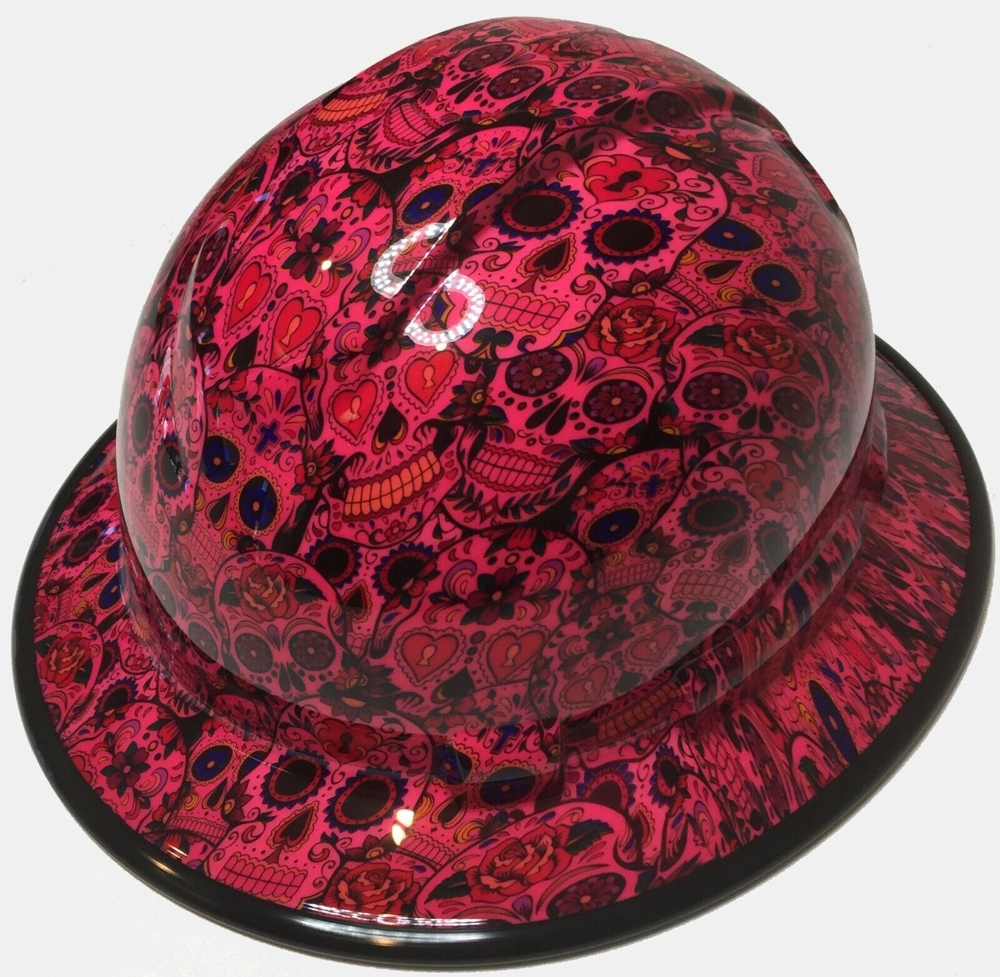 Hydro Dipped Hard Hat Ridgeline Full Brim Custom Pink Sugar Skulls