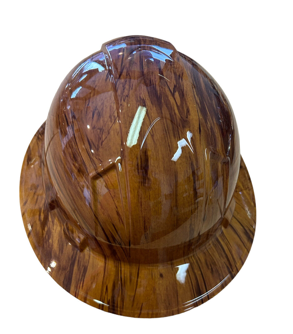 Hydro Dip Hard Hat Yellow Brown Oak Wood Grain Pyramex Ridgeline Protective