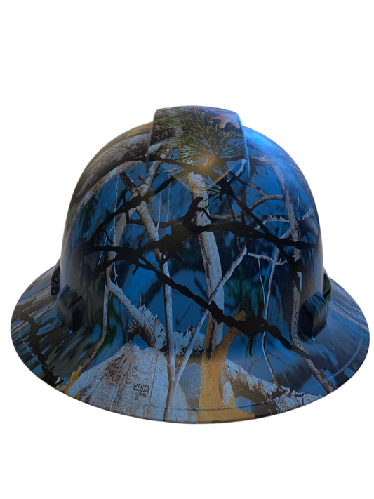 Hydro Dipped Hard Hat Ridgeline Full Brim Custom Blue Vista Barbed Wire