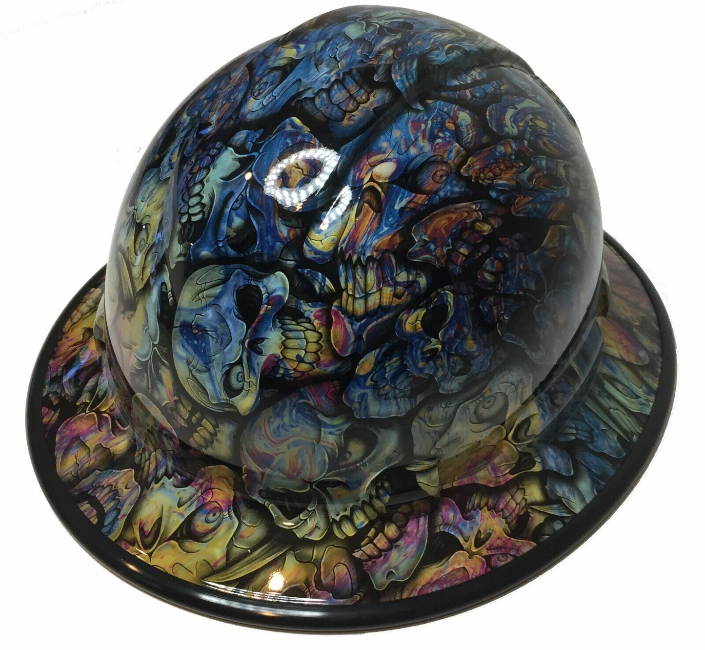 Hydro Dipped Hard Hat Ridgeline Full Brim Custom Oil Slick Insanity Skulls