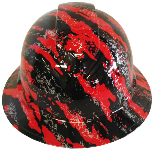 Hydro Dipped Hard Hat Ridgeline Full Brim Custom Red Marble Splash