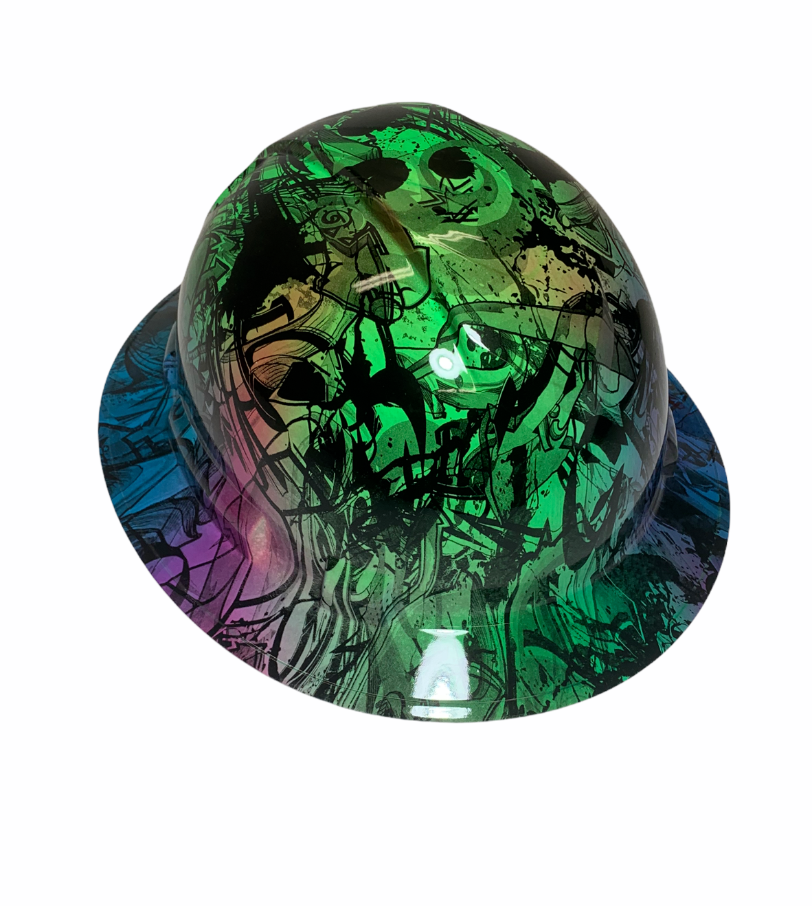 HydroDipped Hard Hat Ridgeline Full Brim Custom Blue Multi Color Double Graffiti