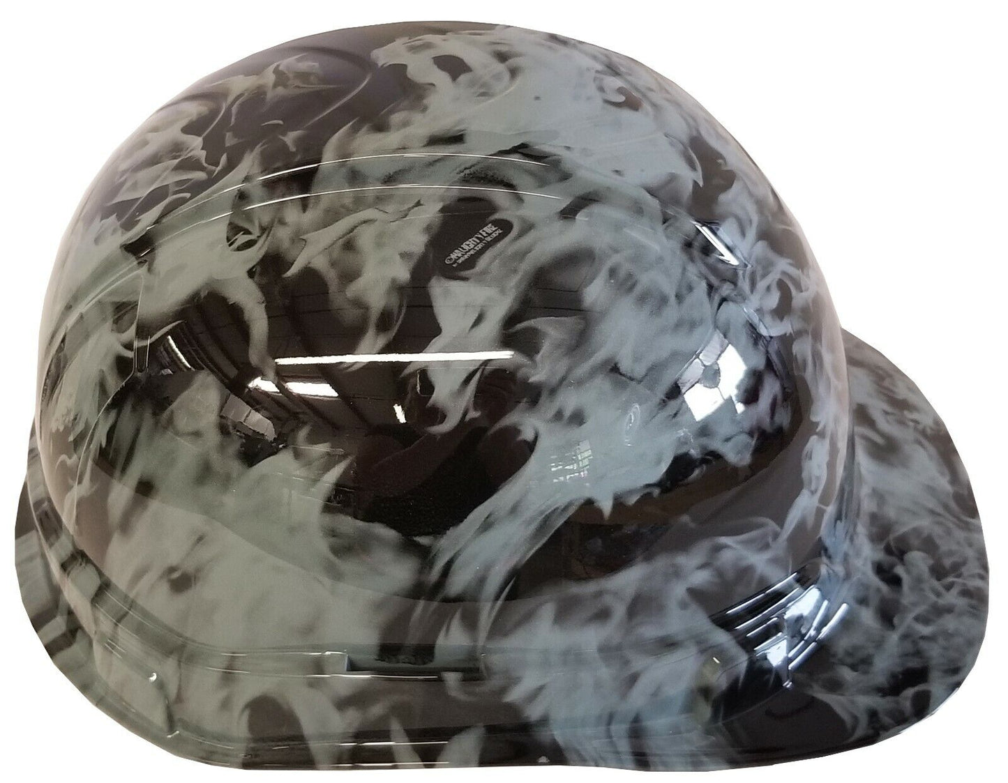 Hydro Dipped Hard Hat Ridgeline Cap Style Custom Light Gray Flames