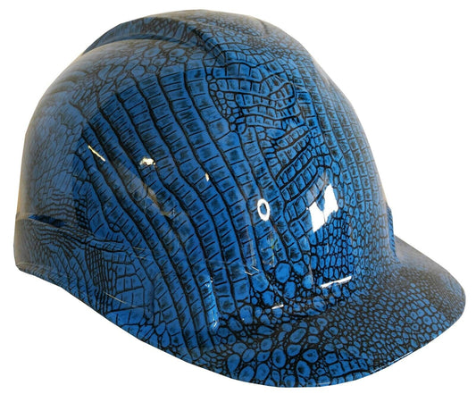 Hydro Dipped Hard Hat Ridgeline Cap Style Custom Light Blue Gator Skin