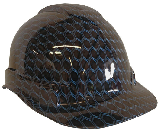 Hydro Dipped Hard Hat Ridgeline Cap style Custom Light Blue Honeycomb Hex