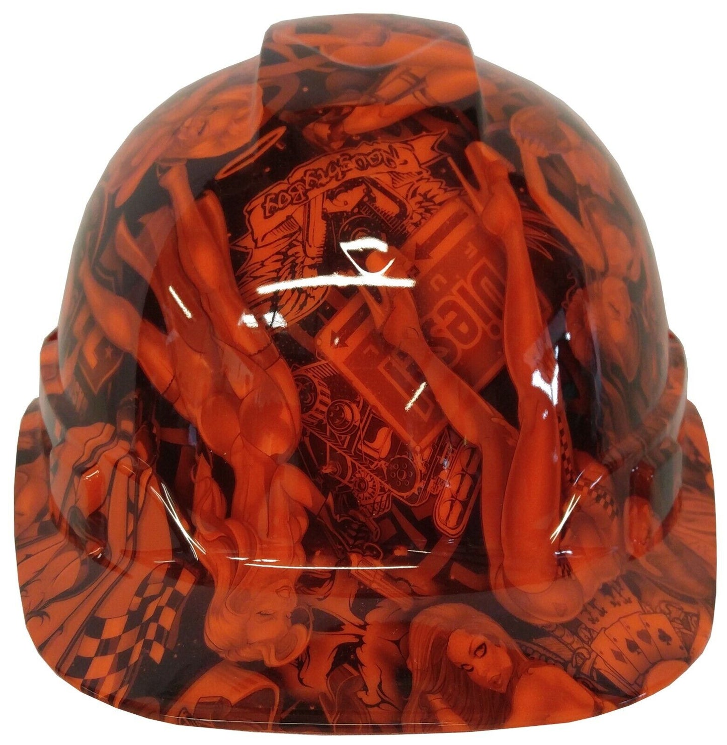 Hydro Dipped Hard Hat Ridgeline Cap Style Custom HiVis Orange Naughty Boy