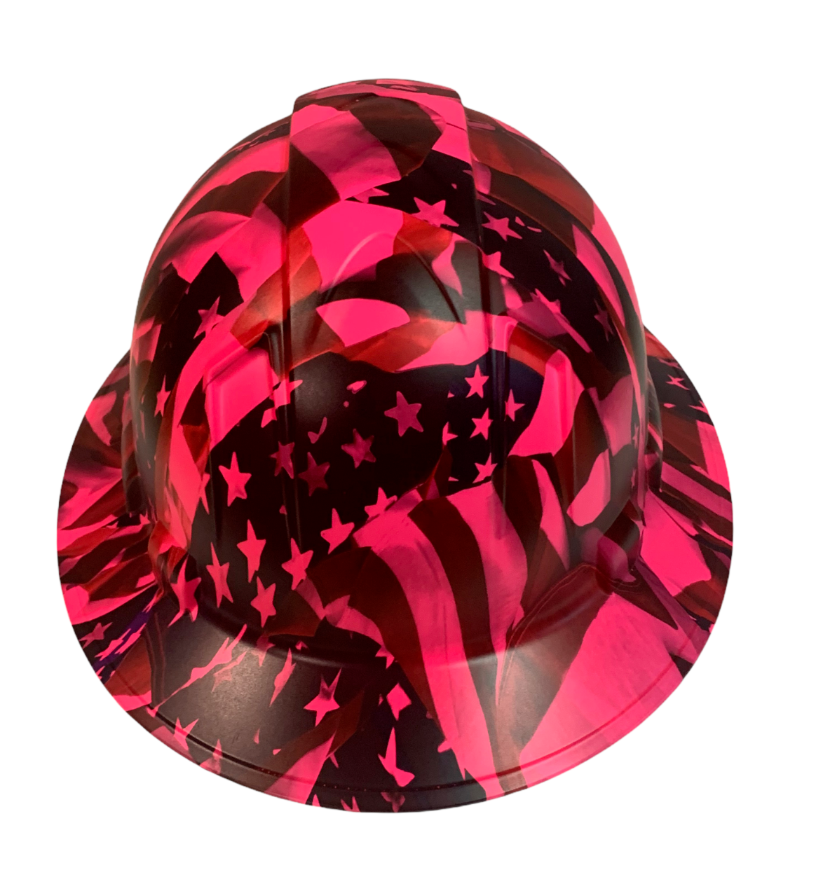 Custom Hydro Dipped Hard Hat Ridgeline Full Brim Pink Negative American Flags