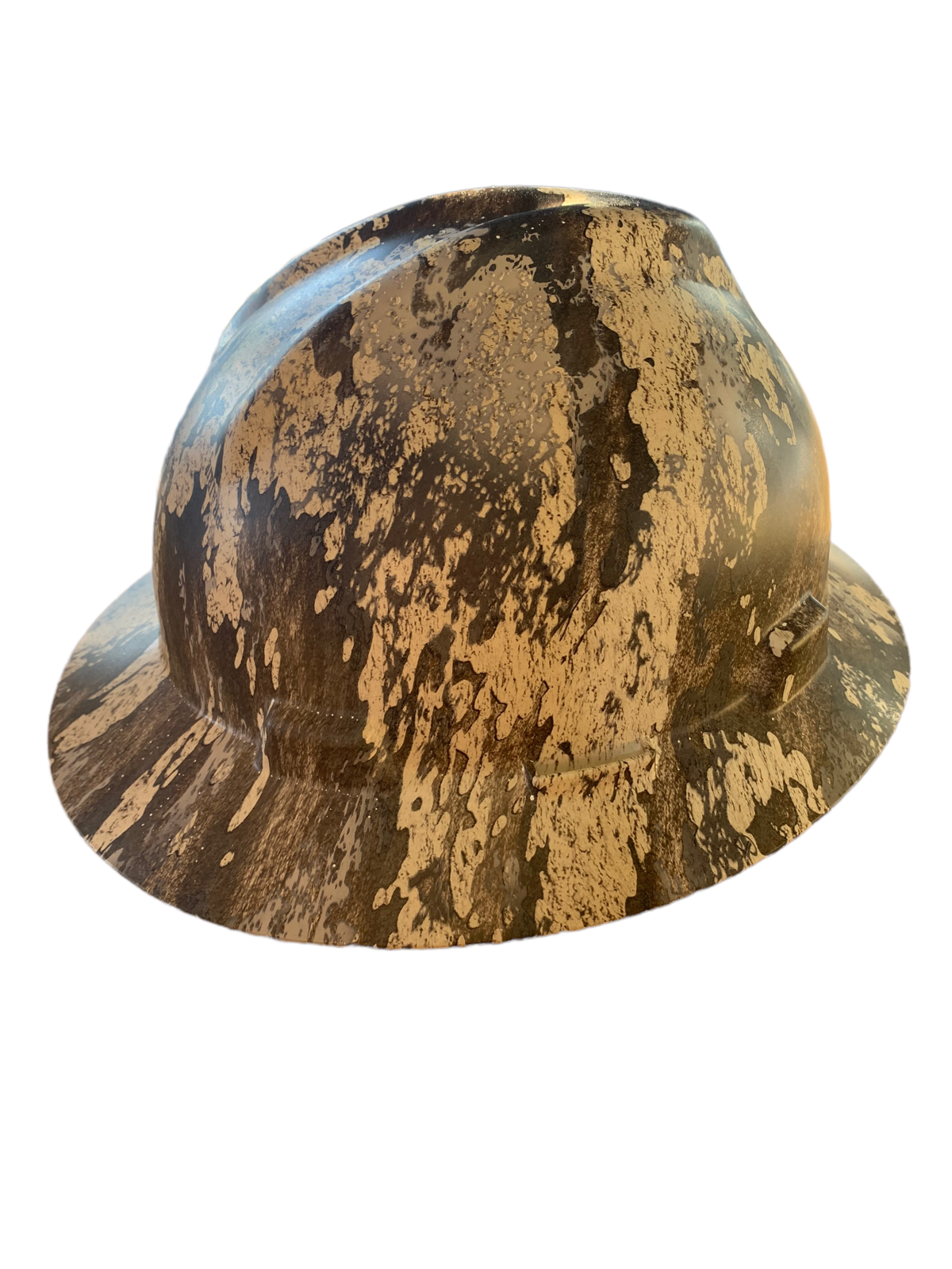 Custom Hard Hat Tan STA Prairie Camo Hydro Dipped Full Brim MSA V-Gard