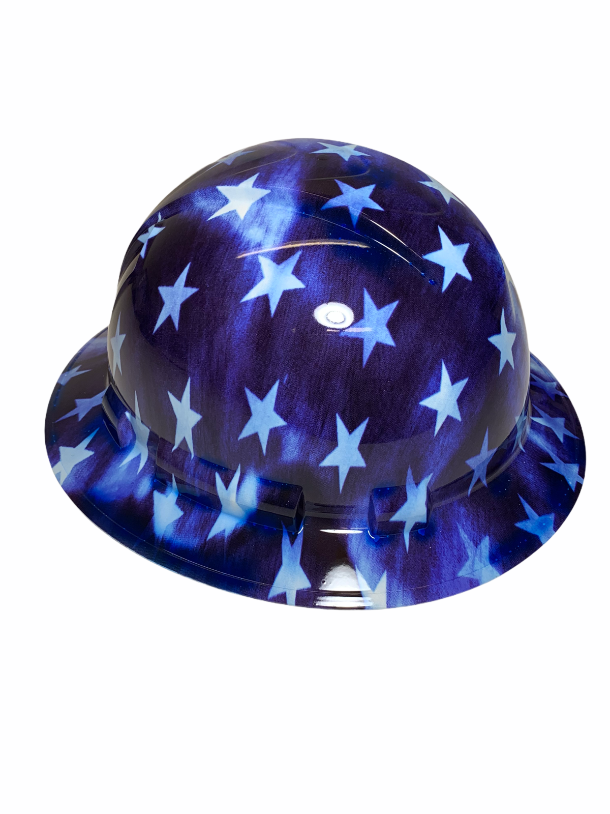 Custom Hydro Dipped Hard Hat Ridgeline Full Brim Blue and White Stars