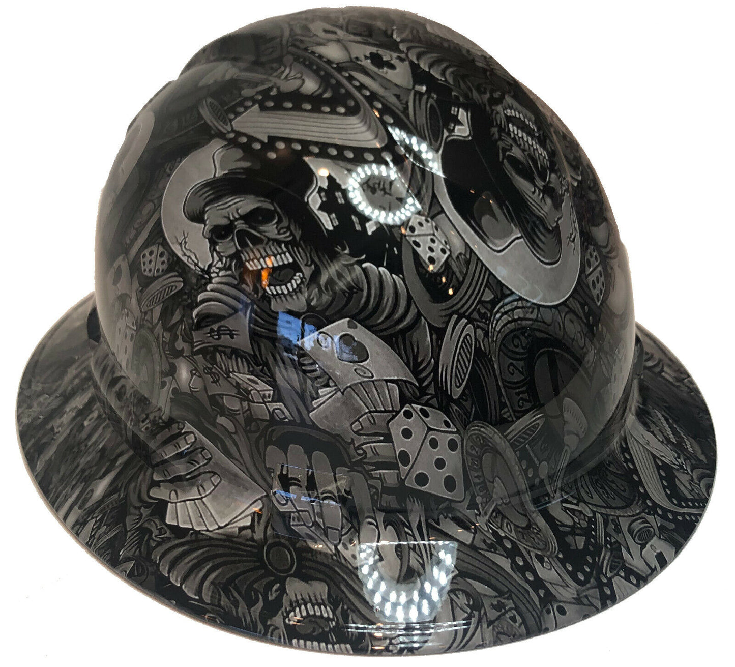 Custom Hydro Dipped Hard Hat Ridgeline Full Brim Light Gray Gambler