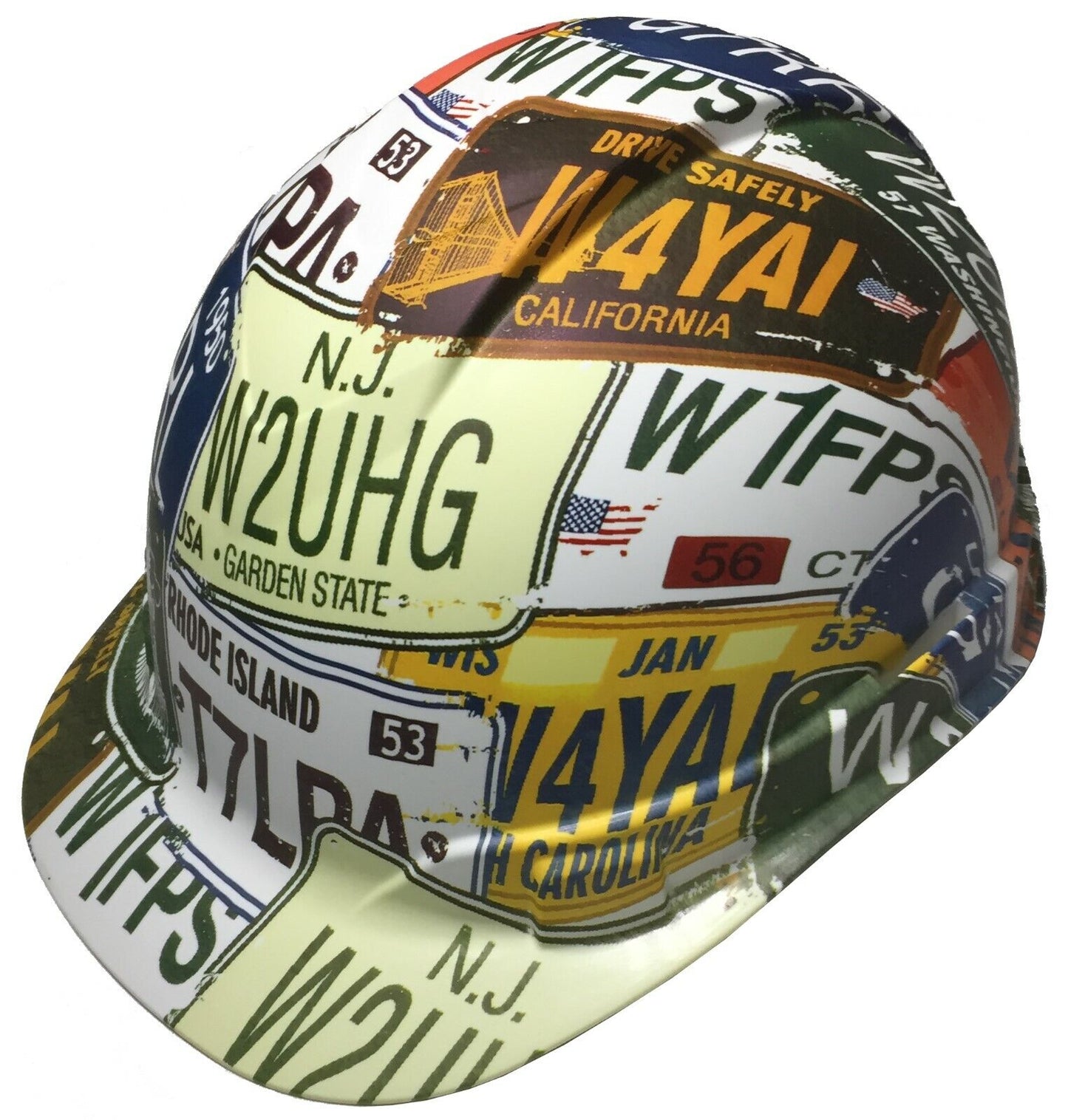 Hydro Dipped Hard Hat Ridgeline Cap Style Custom White License Plates