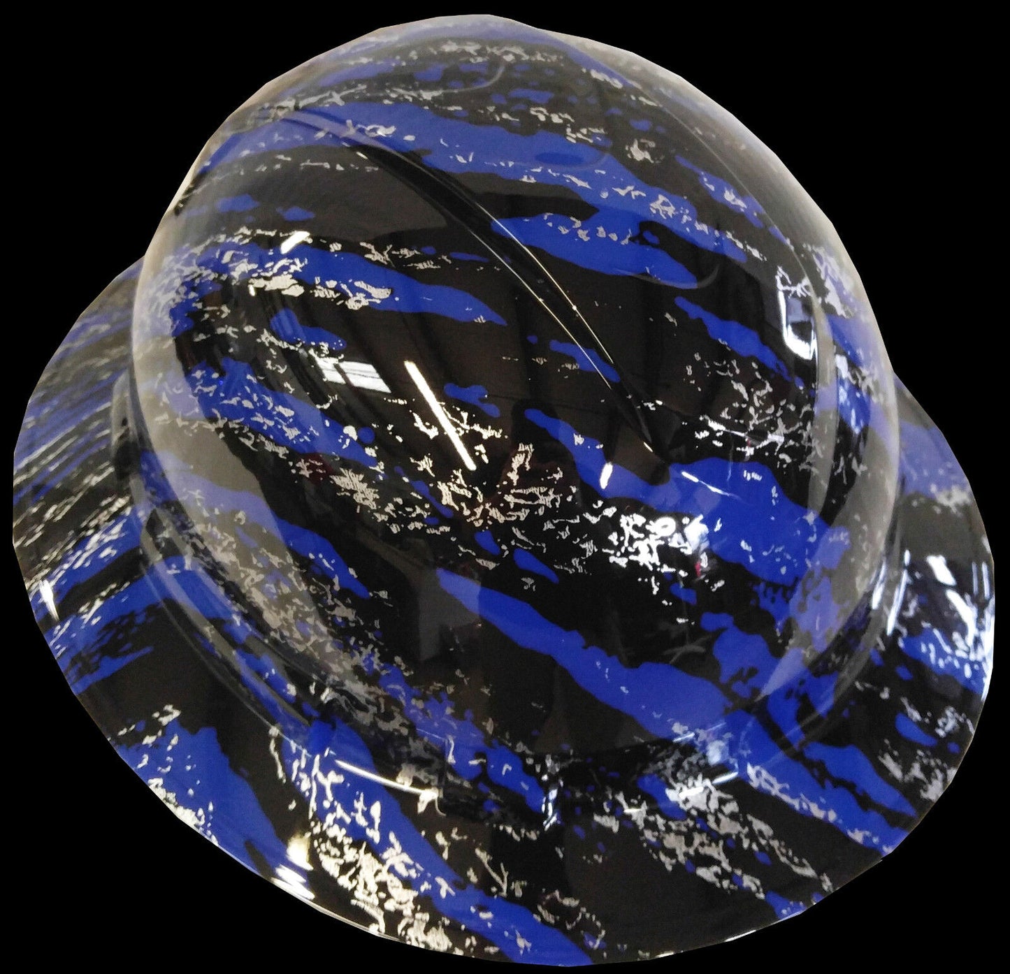 Hydro Dipped Hard Hat Full Brim High Gloss Blue Marble Splash 6 Point Harness