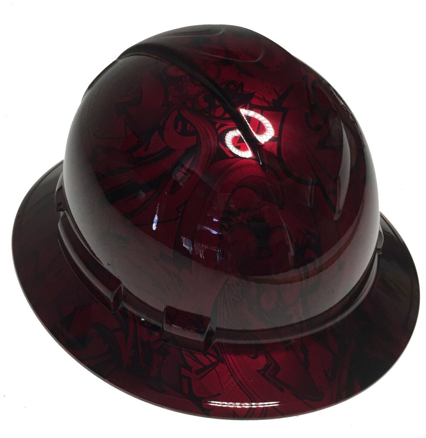 Hydro Dipped Custom Hard Hat Ridgeline Full Brim Brandywine Red Graffiti