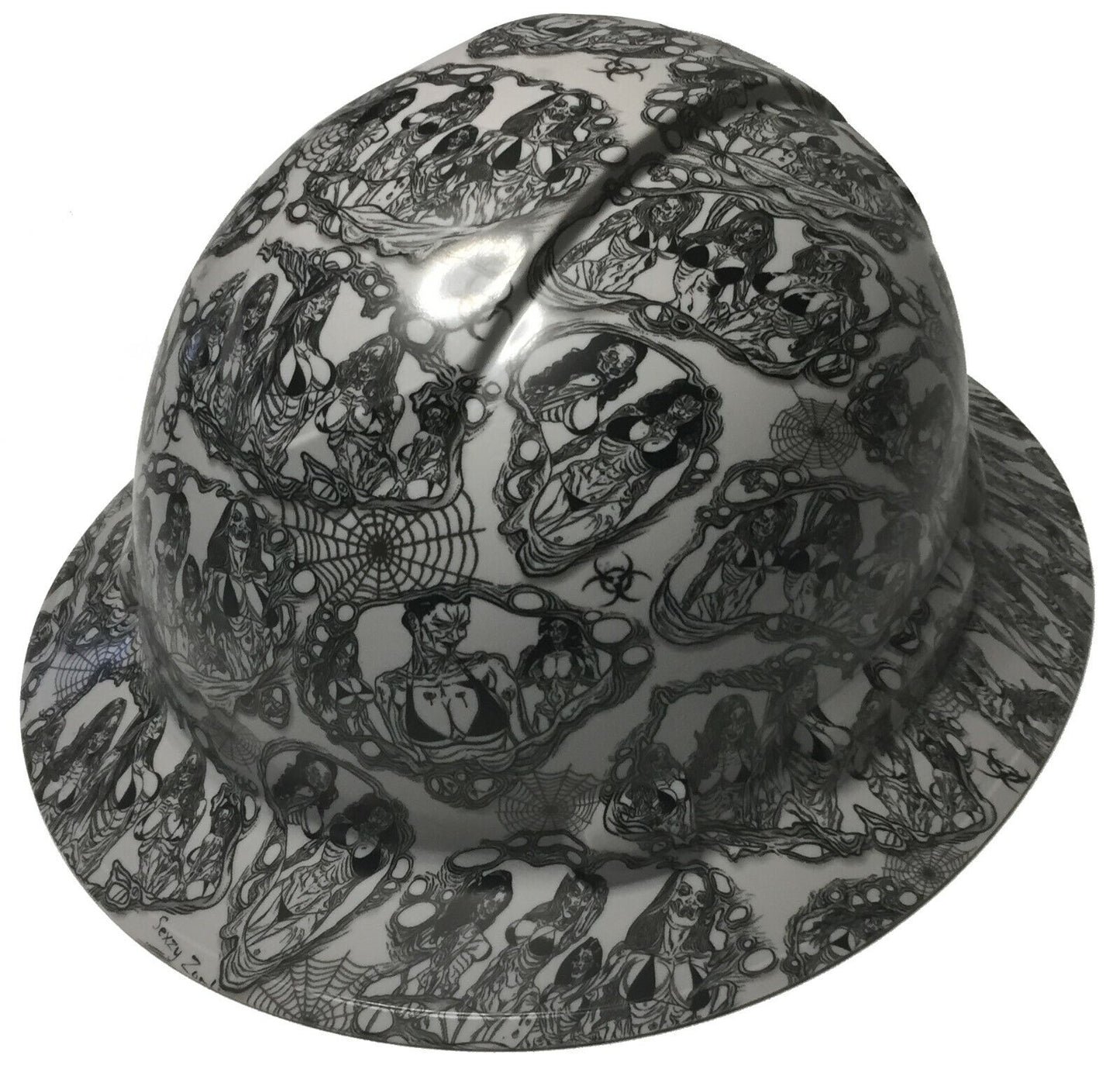 Hydro Dipped Hard Hat Ridgeline Full Brim Custom Light Gray Sexy Zombies