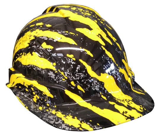 Hydro Dipped Hard Hat Ridgeline Cap Style Custom Yellow Marble Splash