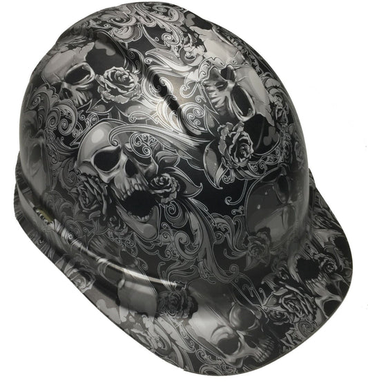 Hard Hat Ridgeline Cap Style Custom Light Gray Filigree Skulls