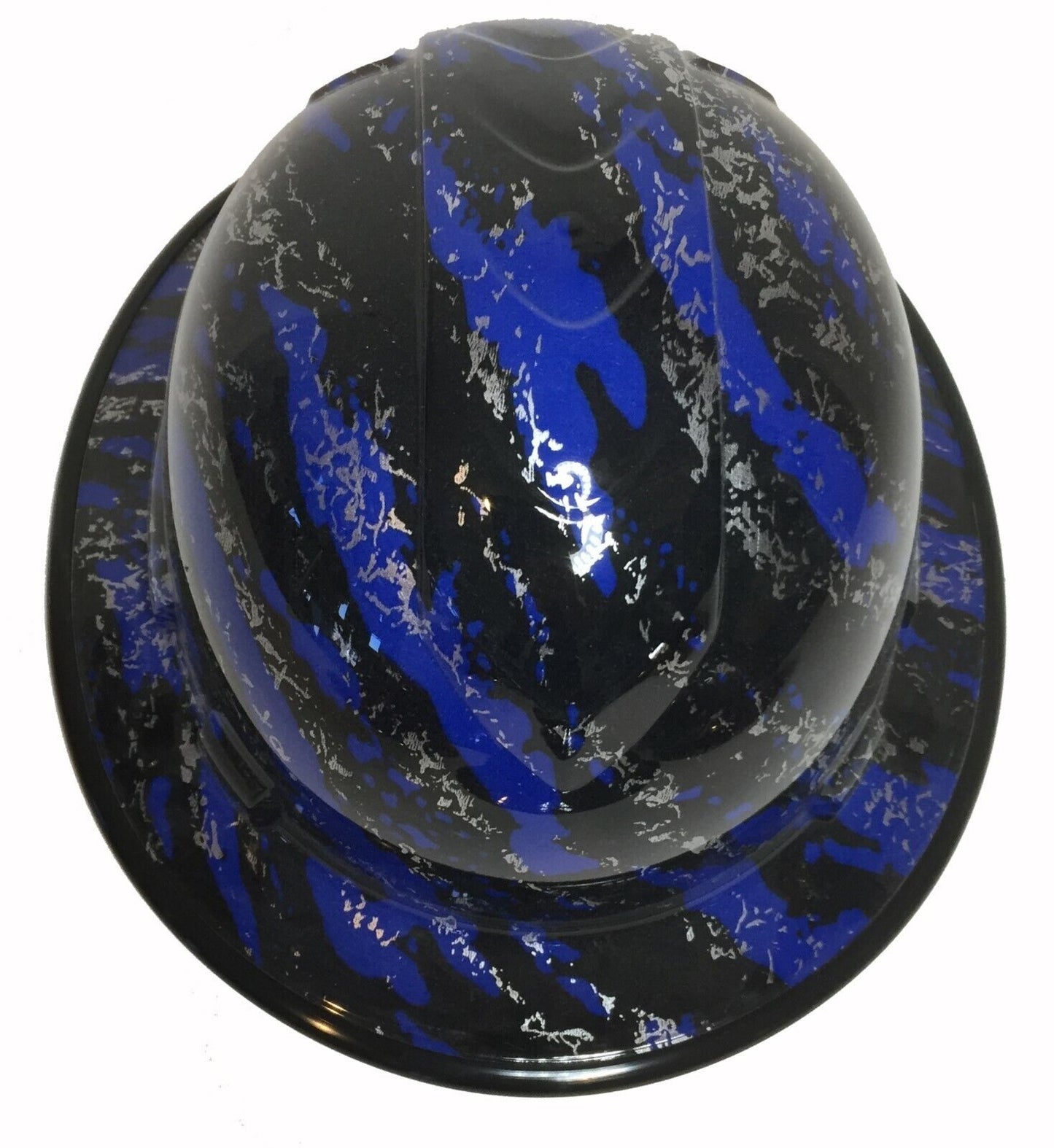 Hydro Dipped Hard Hat Ridgeline Full Brim Custom Dark Blue Marble Splash