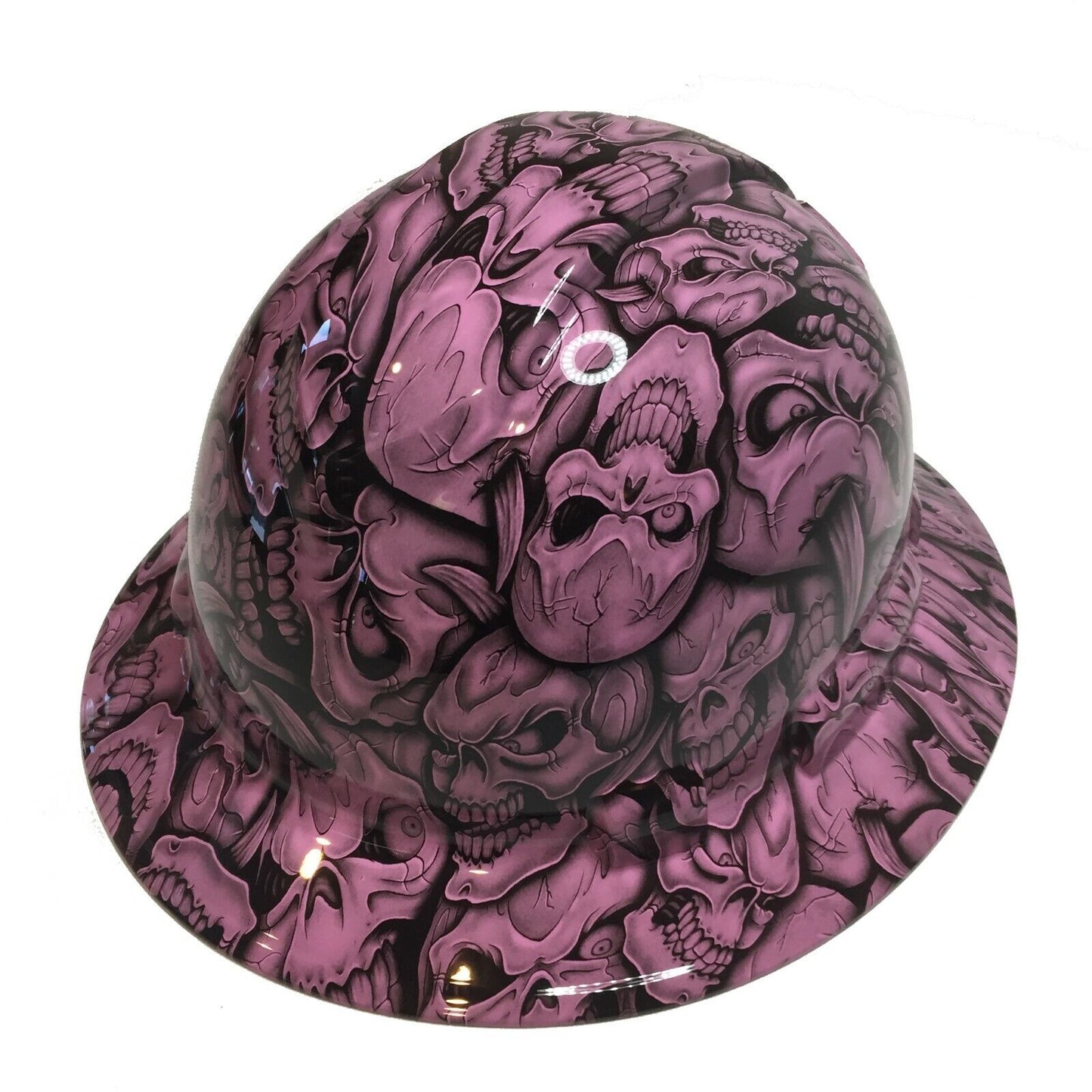 Hydro Dipped Hard Hat Ridgeline Full Brim Custom Light Pink Insanity Skulls