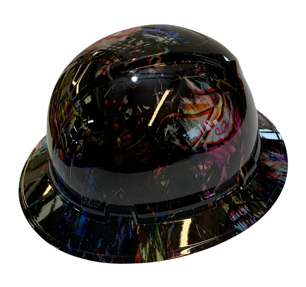 Hydro Dipped Hard Hat Ridgeline Full Brim Custom Colored Graffiti Flaming Skulls