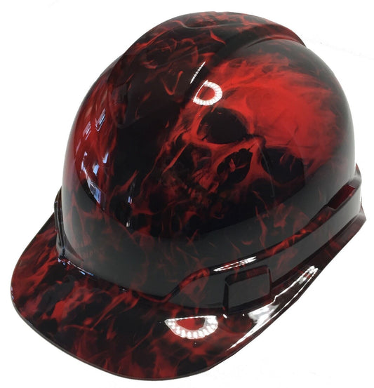 Hard Hat Ridgeline Hydro dipped Cap Style custom Red Flaming Skulls