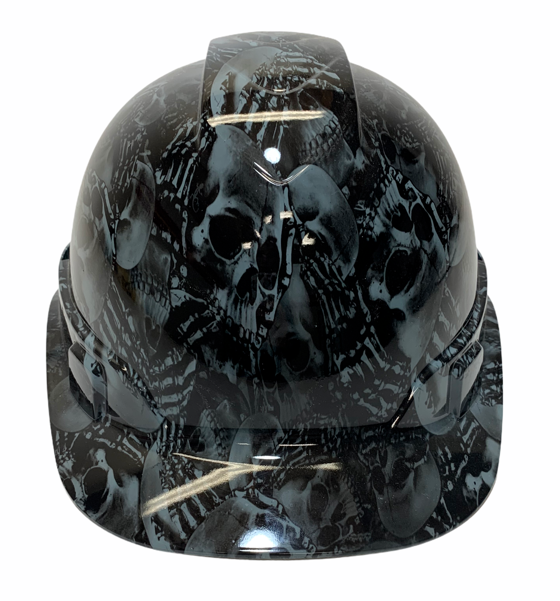 Hydro Dipped Hard Hat Ridgeline Cap Style Custom Slate Gray No Evil Skeleton