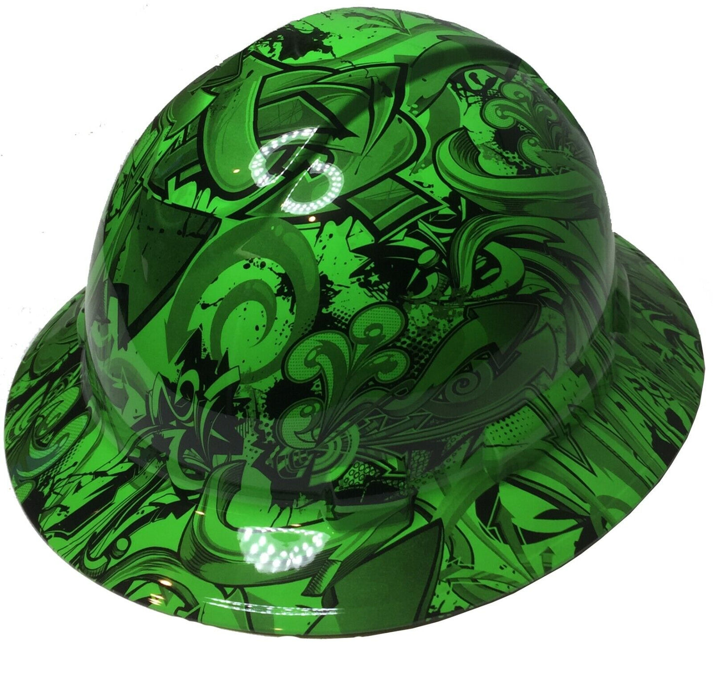 Hydro Dipped Custom Hard Hat Ridgeline Full Brim Custom Alien Green Graffiti