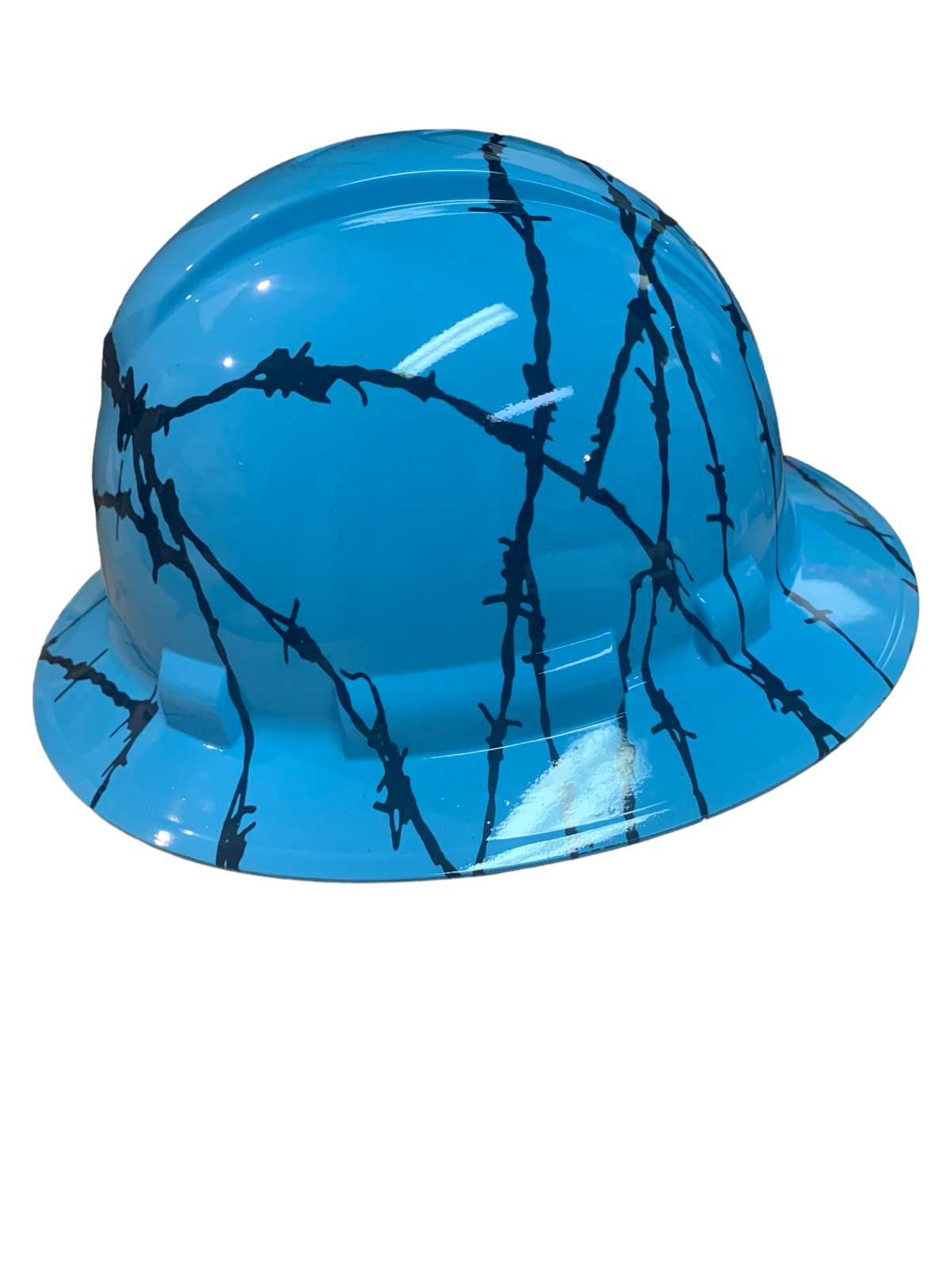 Hydro Dipped Hard Hat Ridgeline Full Brim Custom Teal Barbed Wire