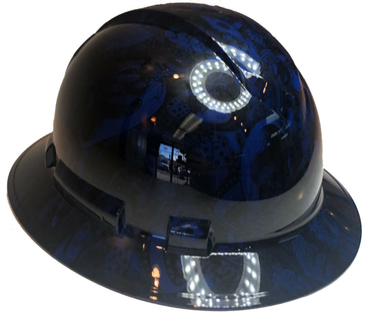 Custom Hydro Dipped Hard Hat Ridgeline Full Brim Blue Gambler