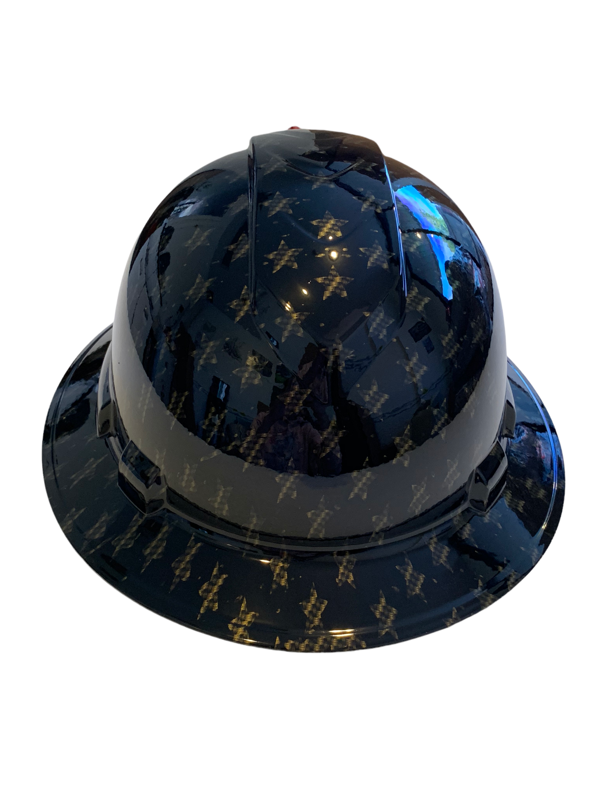 Hydro Dipped Hard Hat Ridgeline Full Brim Custom Gold Carbon Fiber Stars