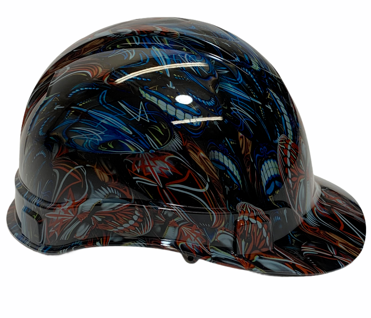 Hard Hat Ridgeline Hydro Dipped Cap Style Custom Pinstripe Skulls Colored