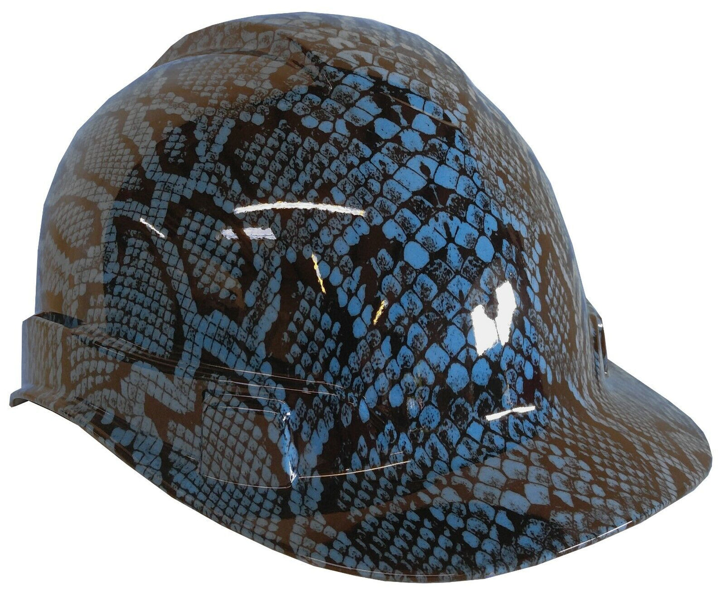 Hydro Dipped Hard Hat Ridgeline Cap Style Custom Light Blue Snake Skin