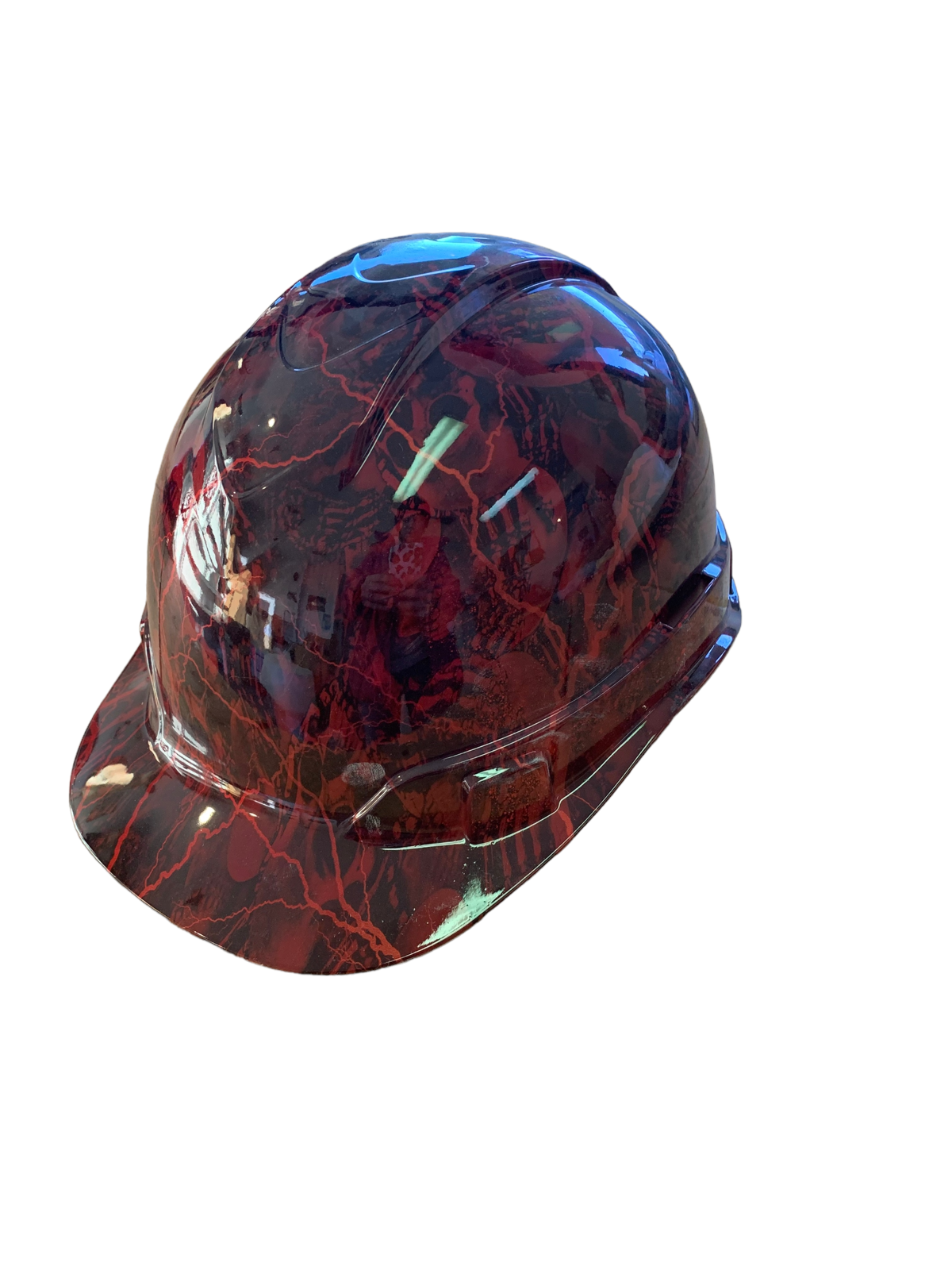 Hydro Dipped Ridgeline Hard Hat Custom Red No Evil Skeletons Kandy Red Lightning