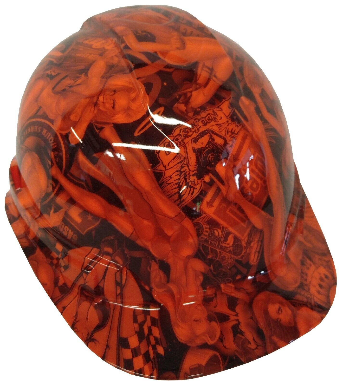 Hydro Dipped Hard Hat Ridgeline Cap Style Custom HiVis Orange Naughty Boy