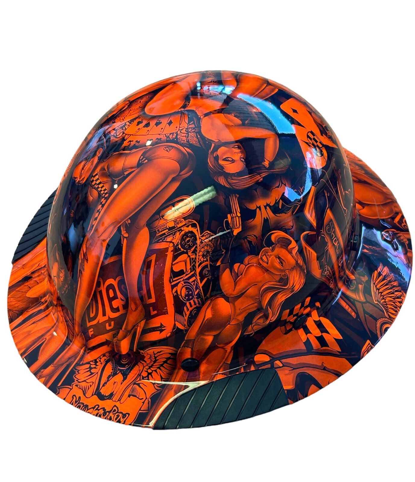 Hydro Dip HiVis Orange Naughty Boy Lift DAX Fiber HDF-15 Full Brim Hard Hat