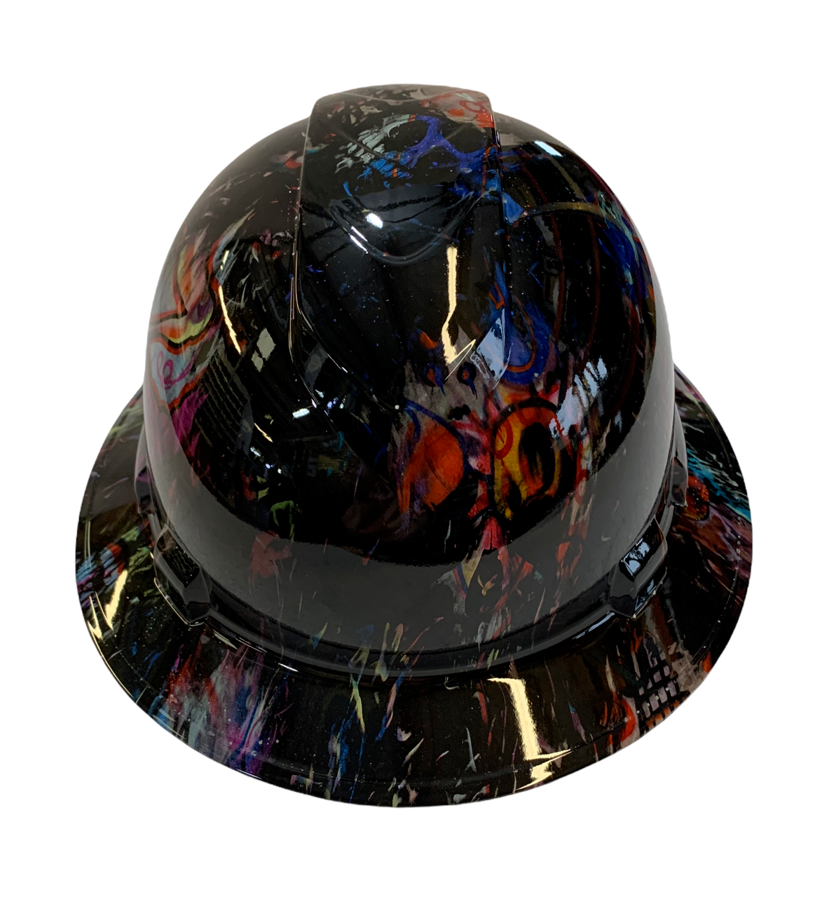 Hydro Dipped Hard Hat Ridgeline Full Brim Custom Colored Graffiti Flaming Skulls