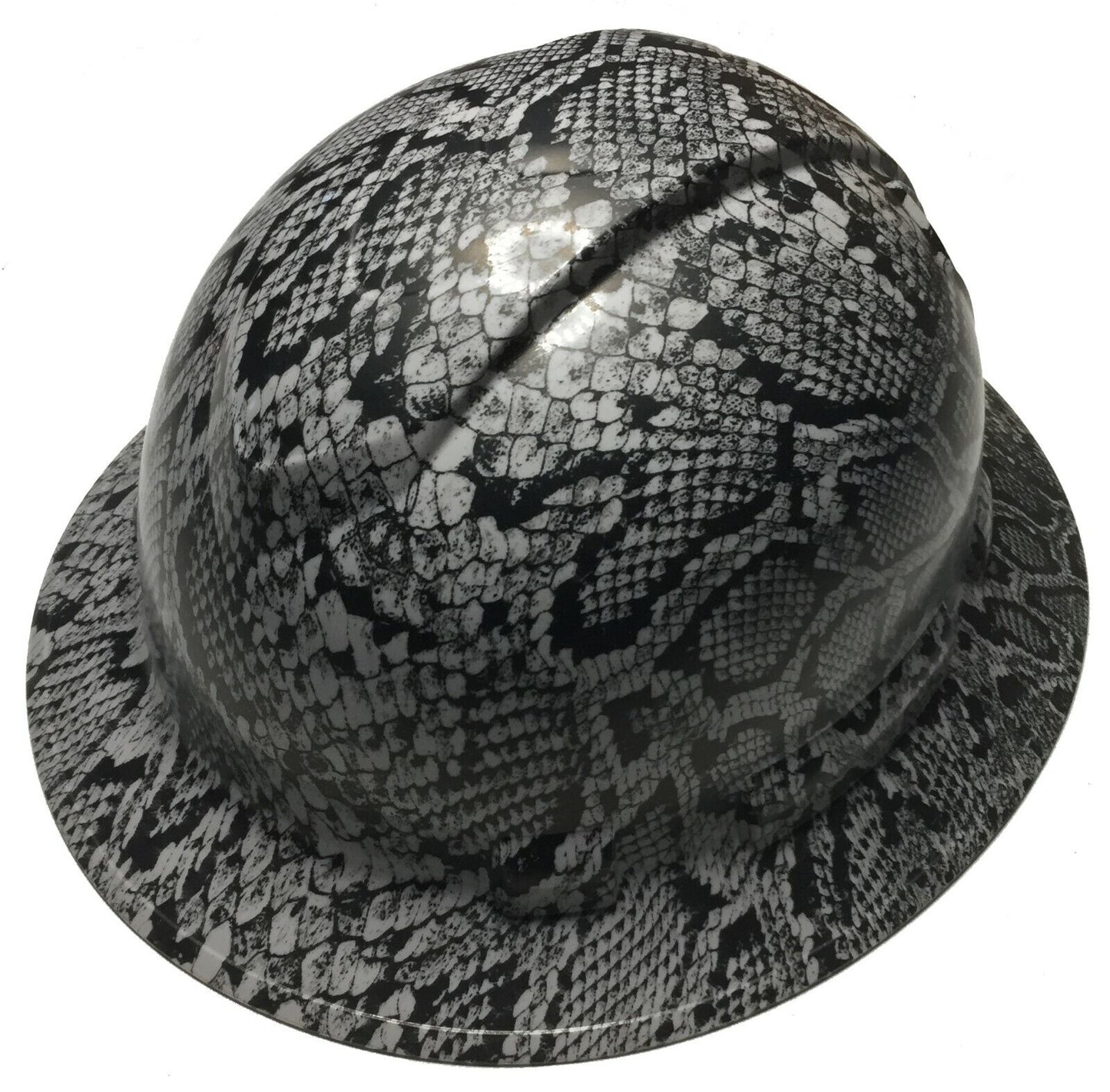 Hydro Dipped Hard Hat Ridgeline Full Brim Custom Light Gray Snake Skin