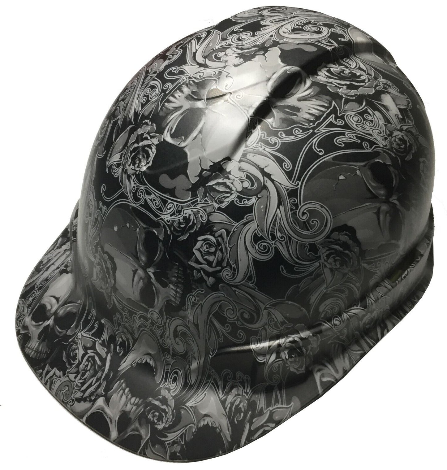 Hard Hat Ridgeline Cap Style Custom Light Gray Filigree Skulls