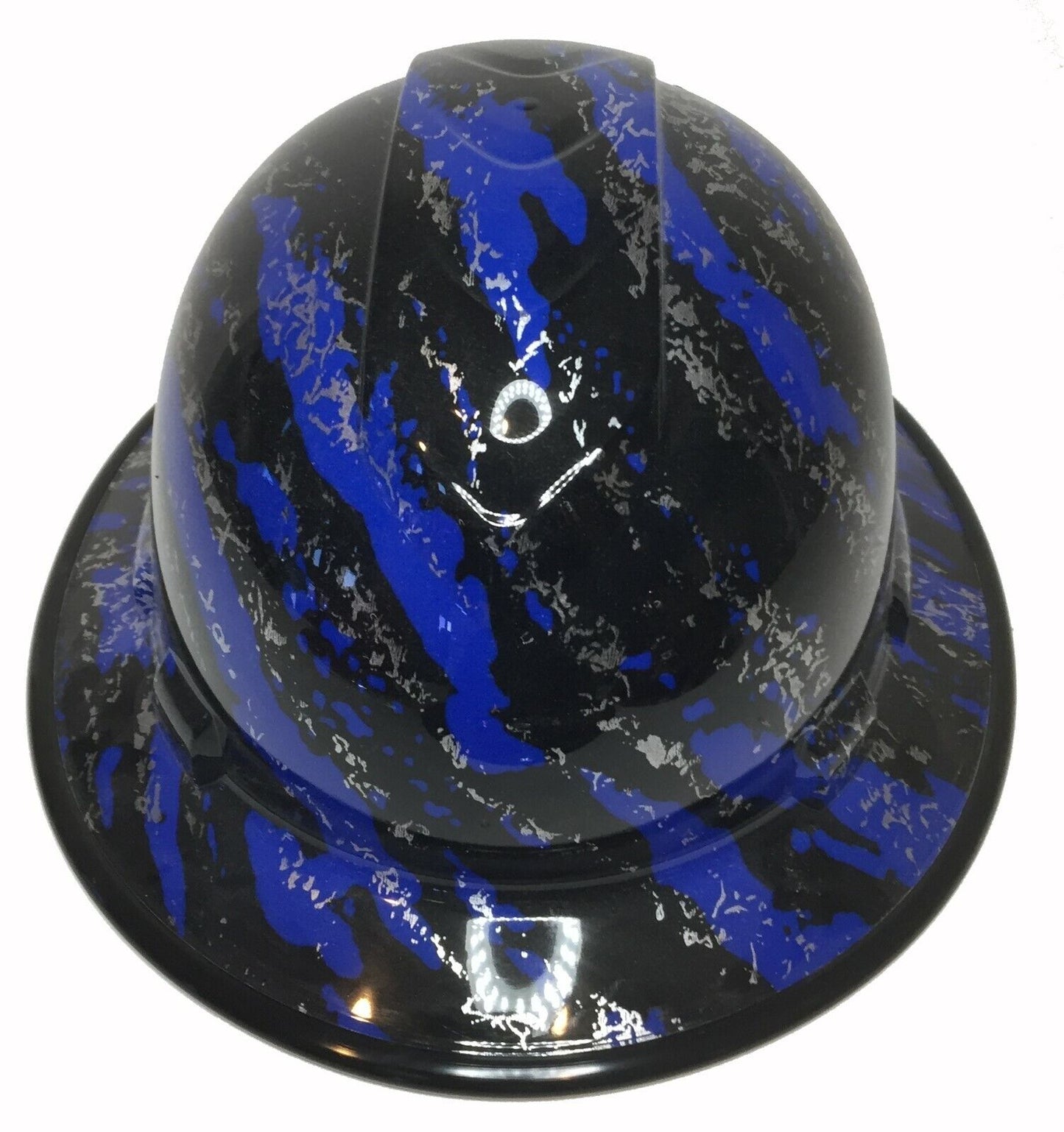 Hydro Dipped Hard Hat Ridgeline Full Brim Custom Dark Blue Marble Splash