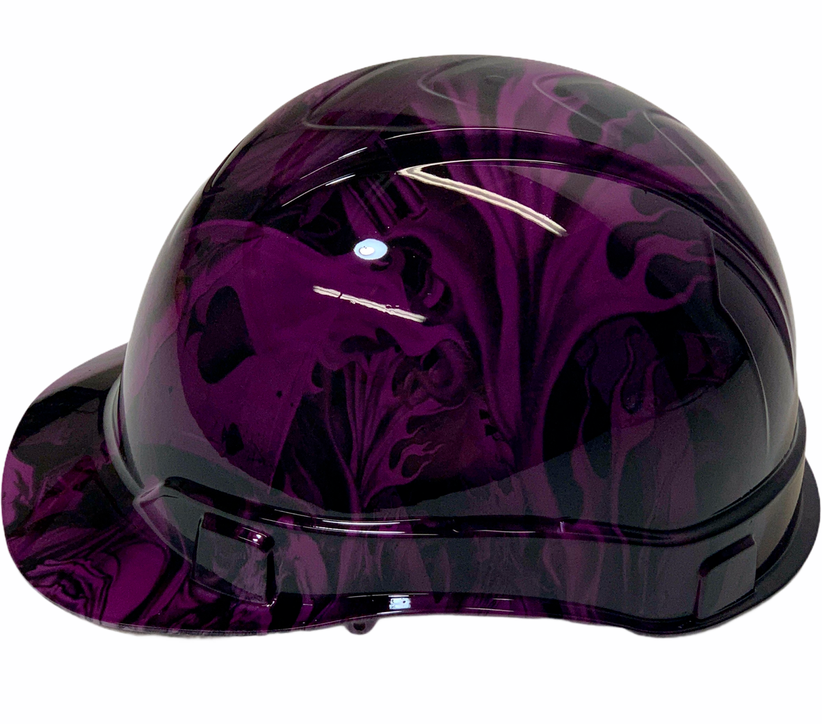 Custom Hydro Dipped Hard Hat Ridgeline Cap Style Purple Ace Of Skulls