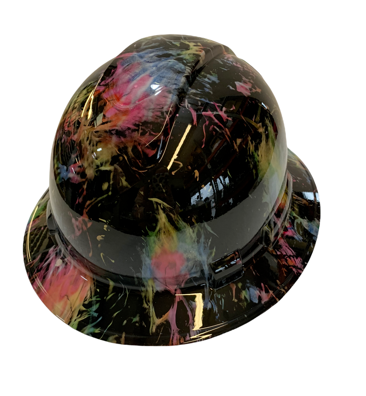 Hydro Dipped Hard Hat Ridgeline Full Brim Custom Tie Dye Flaming Skulls