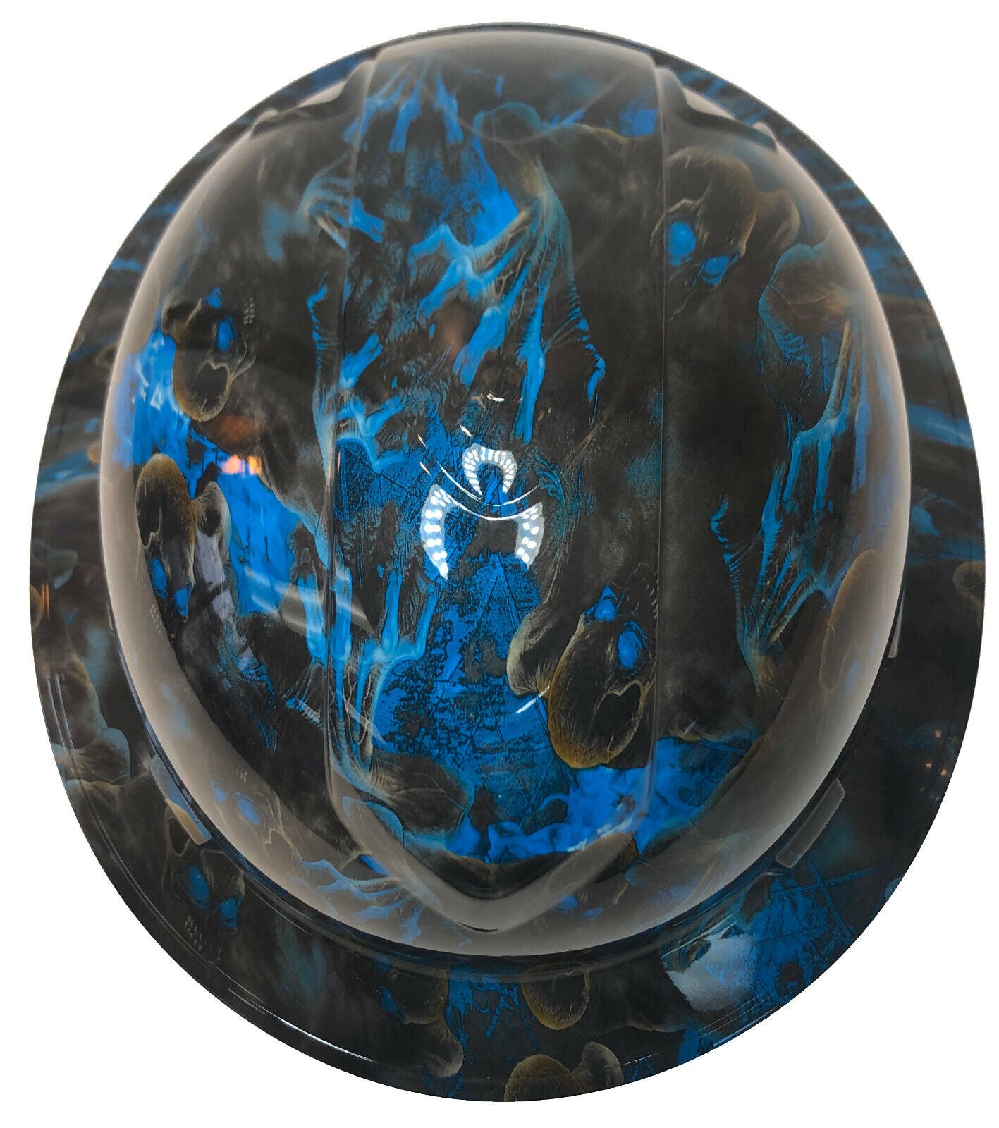 Custom Hydro Dipped Hard Hat Ridgeline Full Brim Blue Creeper