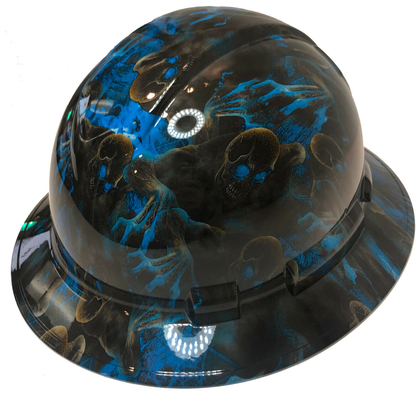 Custom Hydro Dipped Hard Hat Ridgeline Full Brim Blue Creeper