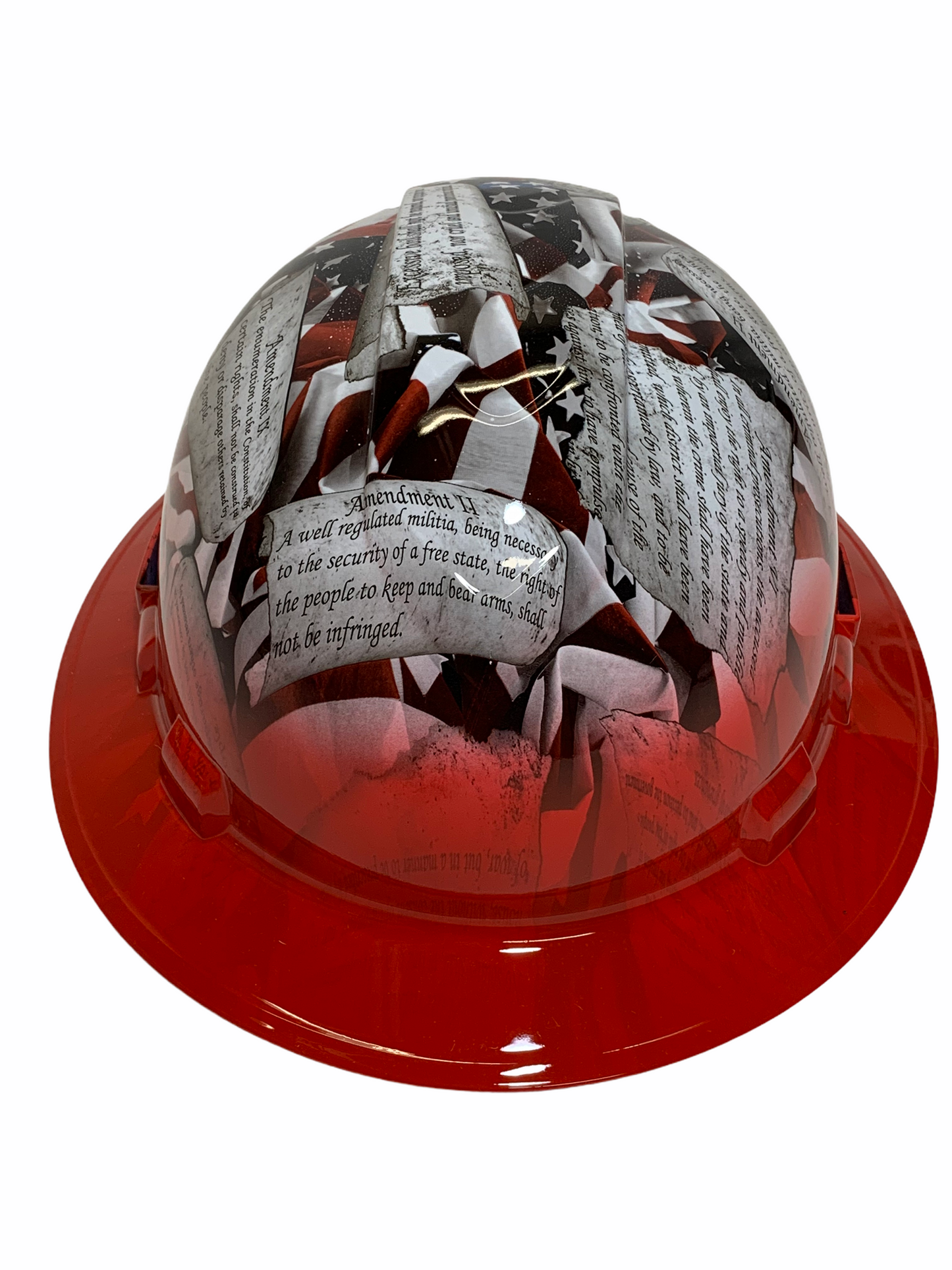 Hydro Dipped Hard Hat Ridgeline Full Brim Custom Amendments American Flags With Red Brim